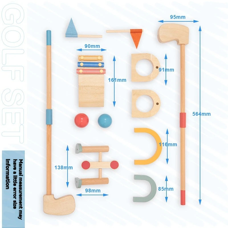 wooden Golf Toys Set for Kids Educational Golf Toys Kits for Toddlers Outdoor Lawn and Indoor Sports Toys for Toddlers  ﻿