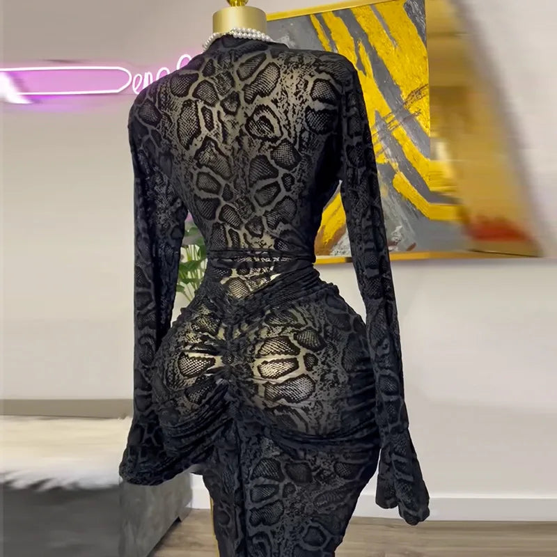 Women's clothing 2025 spring new style temperament semi high collar lace long sleeved waisted hip one-step skirt long skirt