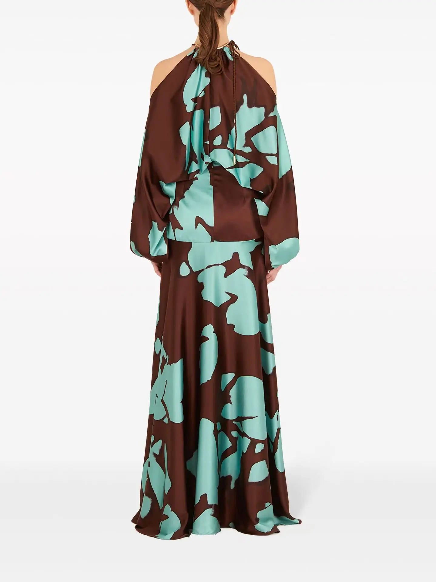 2025 Women's Fashion Temperament Elegant Vacation Style Printed Off Shoulder Slit Comfortable Casual Commuting Party Dress