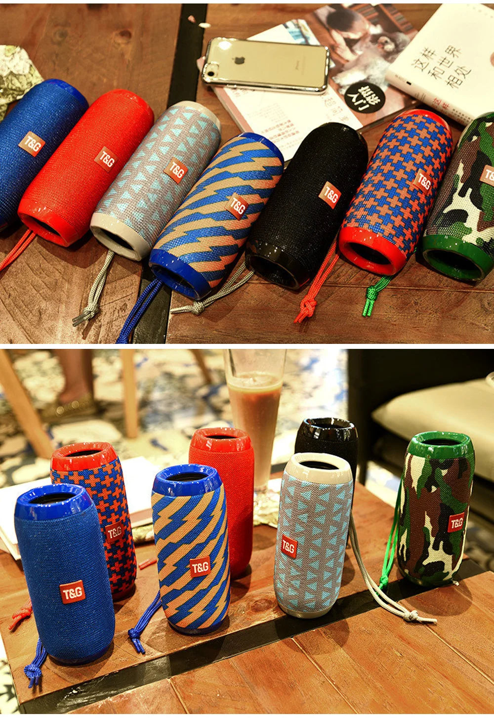 مكبر صوت بلوتوث T&amp;G TG117 محمول TWS صندوق صوت مقاوم للماء مكبر صوت محيطي ستيريو خارجي يدعم TF راديو FM