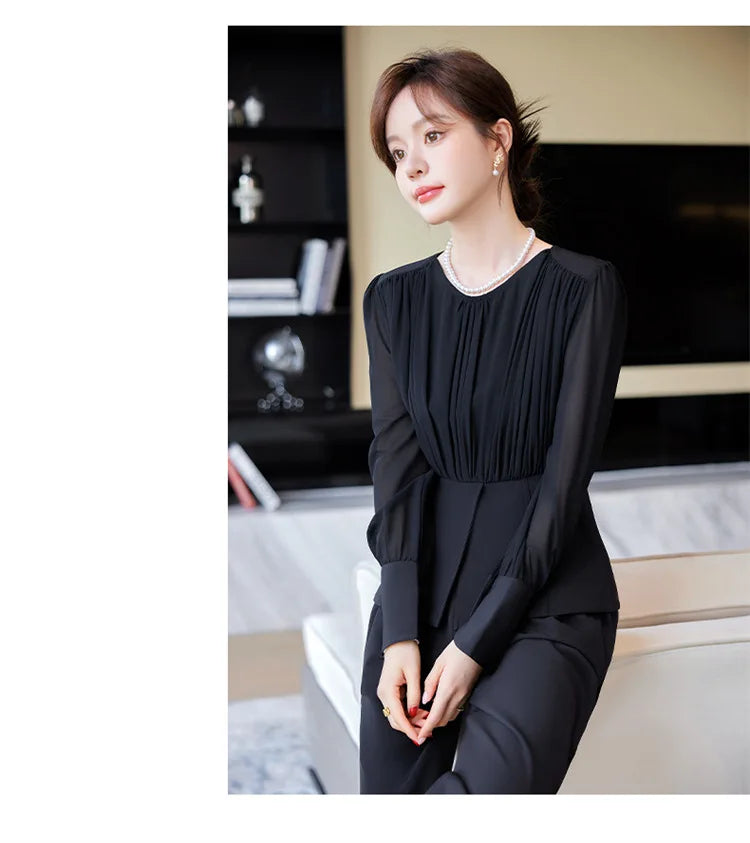 Fashion Uniform Styles Spring Women Office Business Suits Female Pantsuits Ladies Work Wear Blazers Sets With Wide Leg Trousers SwiftNest