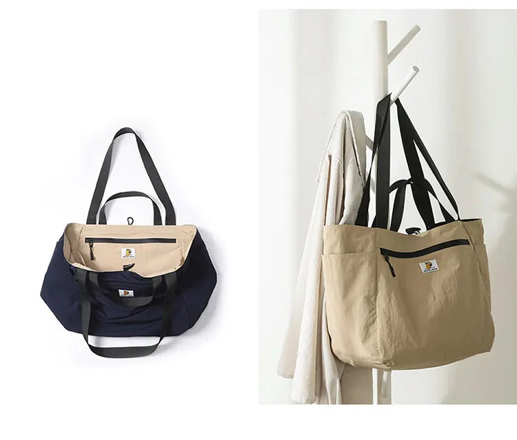 Reversible Travel Tote Bag Large Capacity Foldable Carry On Duffle Bag Canvas Shoulder Luggage Packing Bag for Women Men