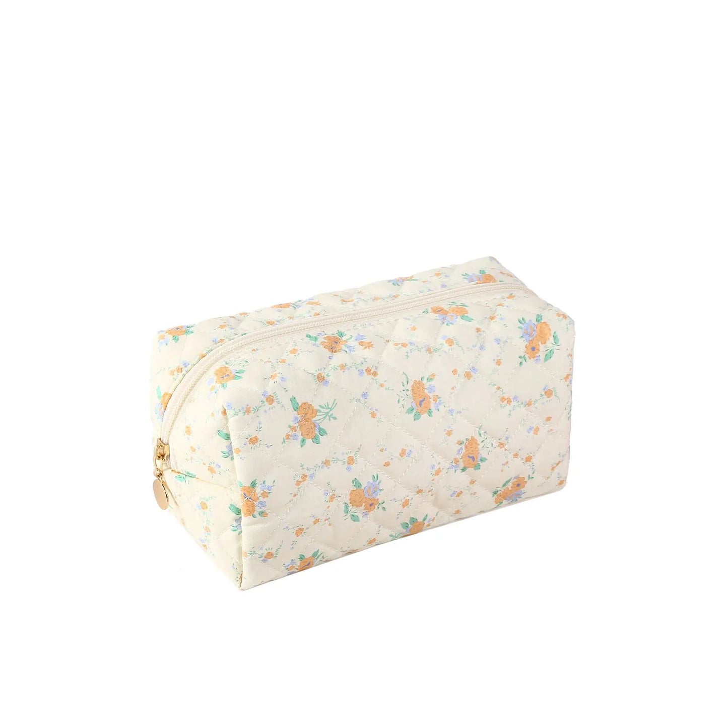 Floral Cosmetic Bag For Women And Girls Quilted Makeup Accessories Pouch For Travel Daily Travel Use Skincare Bag Multipurpose