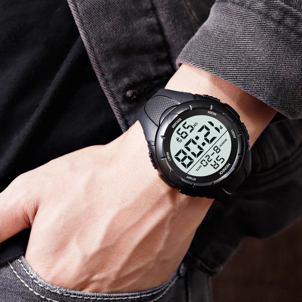 Sports Watch for Men Kid Student Teen Large dial Outdoor Sport Men Watch Multifunction digital Wristwatch Waterproof Alarm Clock