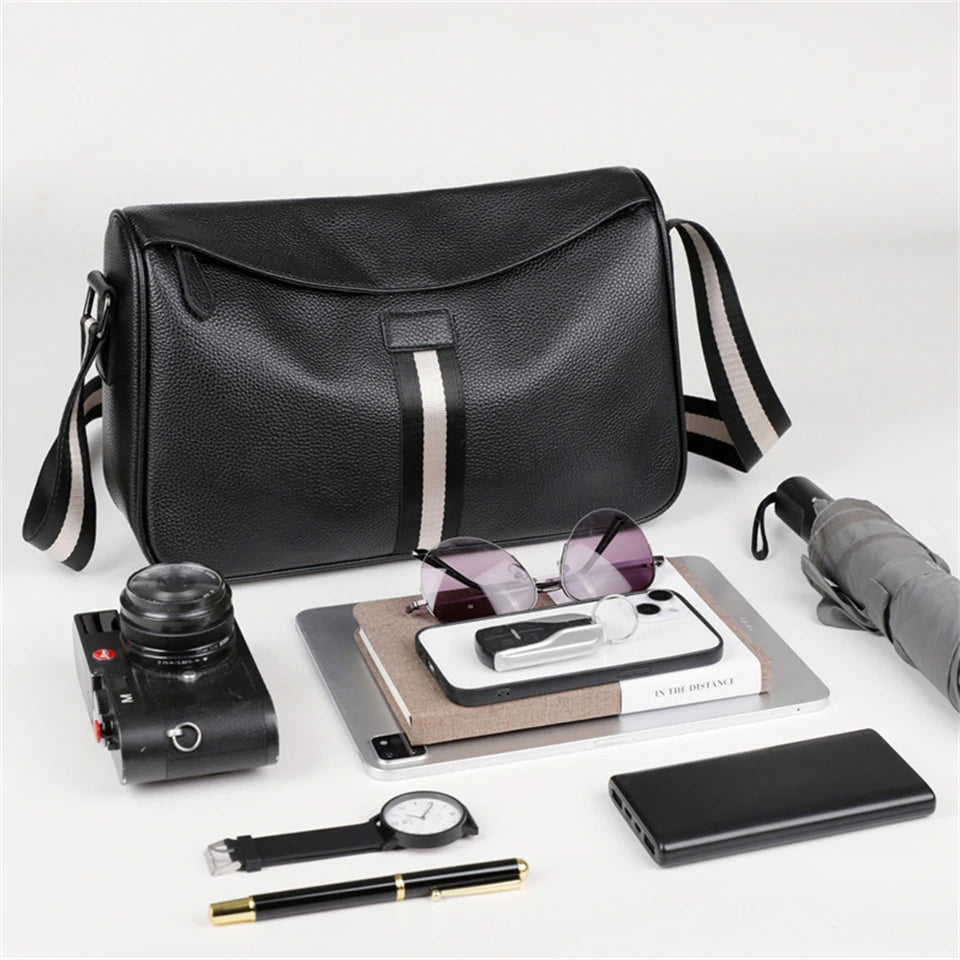 Genuine Leather Women Men Shoulder Bags Cowhide Leather New Design Crossbody Messenger Bags Fashion Style Commuting Sac A Main