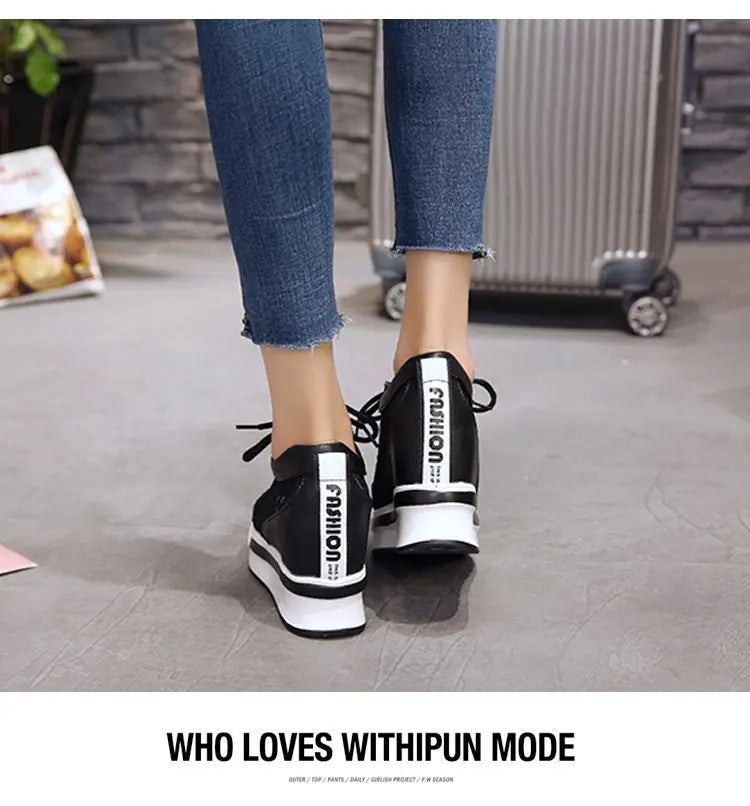 Womens Wedge Heel Block Heel Sandals Mesh Surface Women Shoes Breathable Casual Shoes Lace Up Tenis Thick Sole Sneakers
