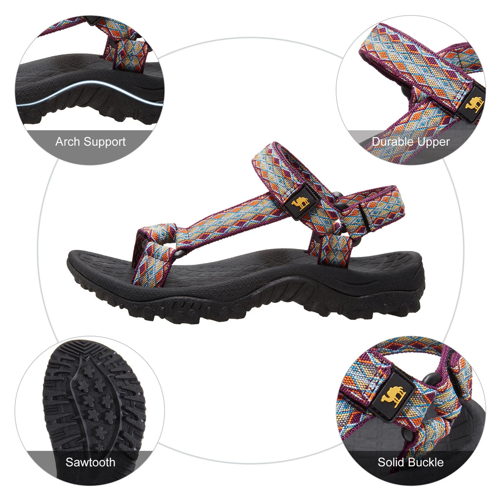 GOLDEN CAMEL Hiking Sport Sandals for Women Anti-skidding Water Sandals Comfortable Athletic Sandals for Outdoor Wading Beach
