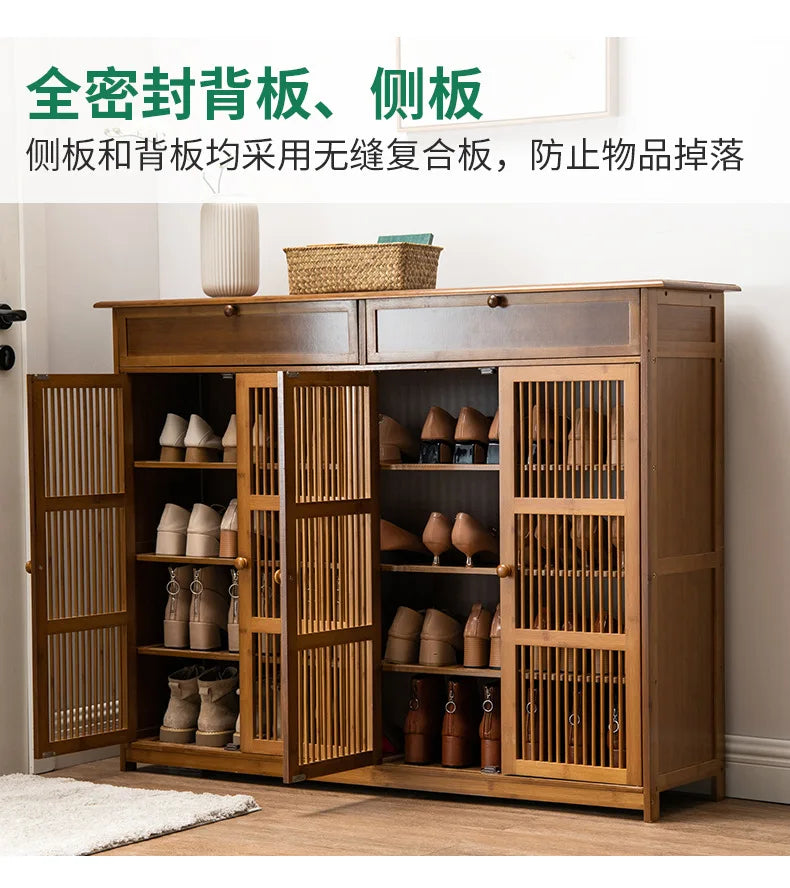 Household Dust-proof Shoe Cabinet Simple Shoe Rack Multi-layer Storage Rack Solid Wood Entrance Storage Storage Cabinet