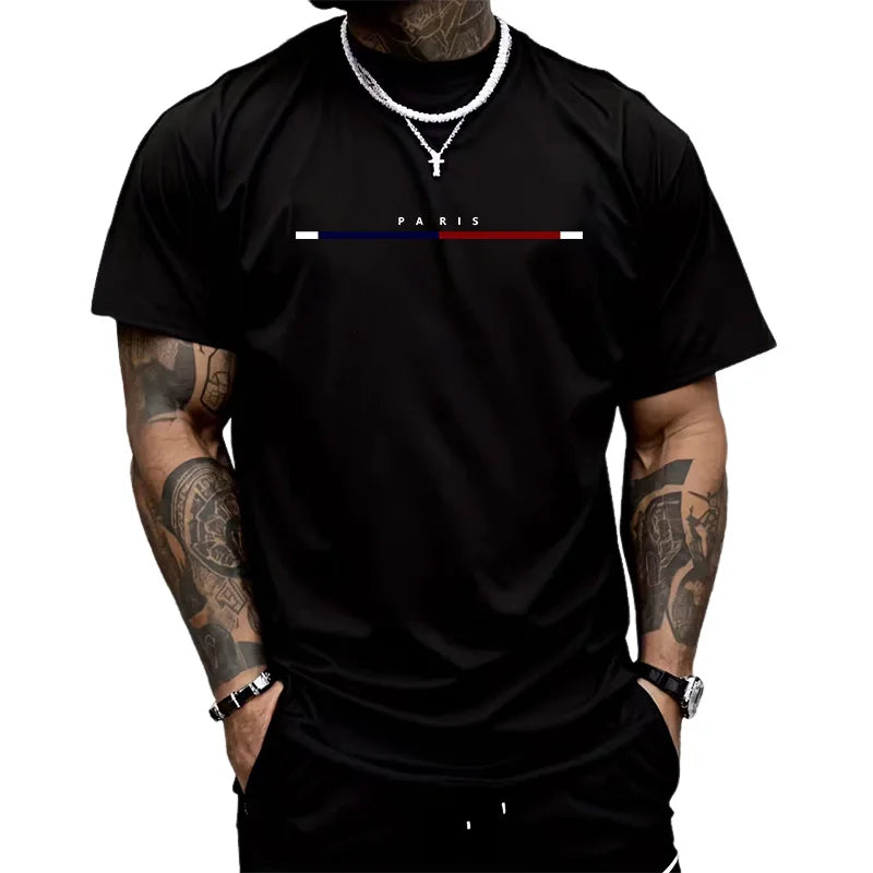 Fashion Mens T-shirt Cotton Printing Short Sleeved Daily Casual Tees Outdoor Sports Jogging Clothing Street Soft Loose T-shirt