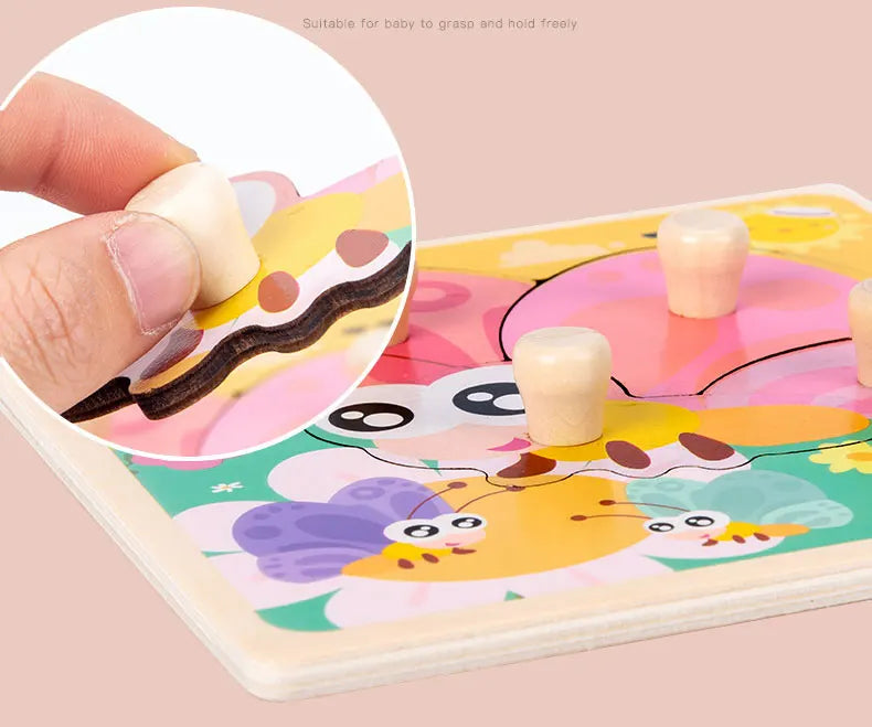 ألعاب أطفال ألغاز مونتيسوري الخشبية ألعاب أطفال لوحة الإمساك باليد حيوانات ألعاب تعليمية تعليمية للأطفال من عمر 1 إلى 3 سنوات