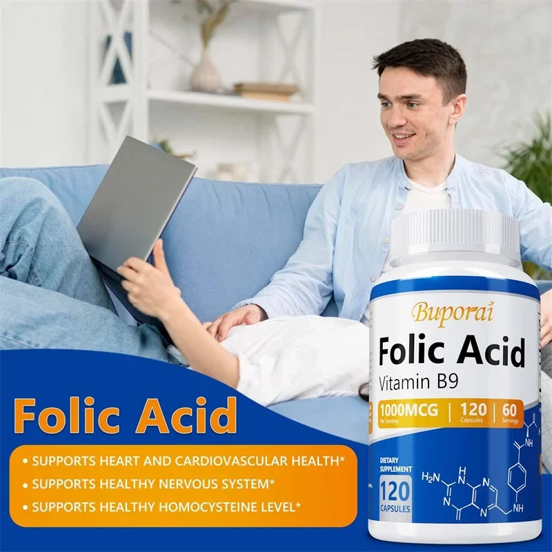 Folic Acid Supplement - Heart Health, Nervous System Health, Prenatal Support
