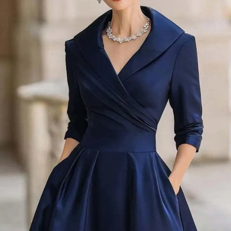 Women's Fashion Dress New Style V-neck Waist-hugging Makes You Look Slim And Elegant Long Sleeves Maxi Prom Dresses  For Women