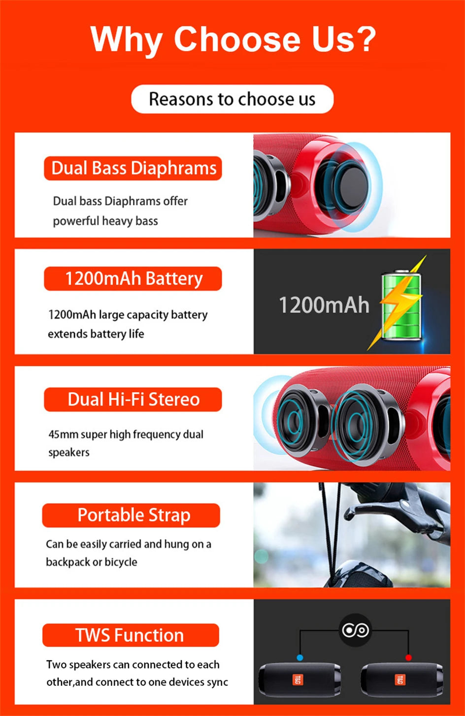 مكبر صوت لاسلكي محمول مزود بتقنية البلوتوث وصندوق صوت موسيقى بلوتوث لجهاز Caixa De Som مزود بمضخم صوت لاسلكي وراديو FM ونظام باس حر اليدين