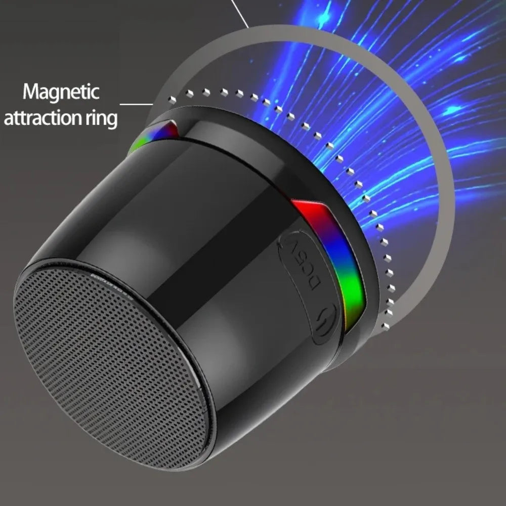 Bluetooth 5.3 Magnetic Mini Speaker Anti Lost HD Sound RGB Light Speaker Deep Bass Compact Design Portable Sound Box Outdoor Use