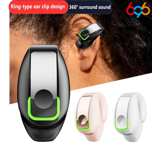 Bluetooth Headset With Microphone Ear Clip Headphone TWS Wireless Earphone Single In-Ear HD HiFi Stereo Touch Control Sports Men