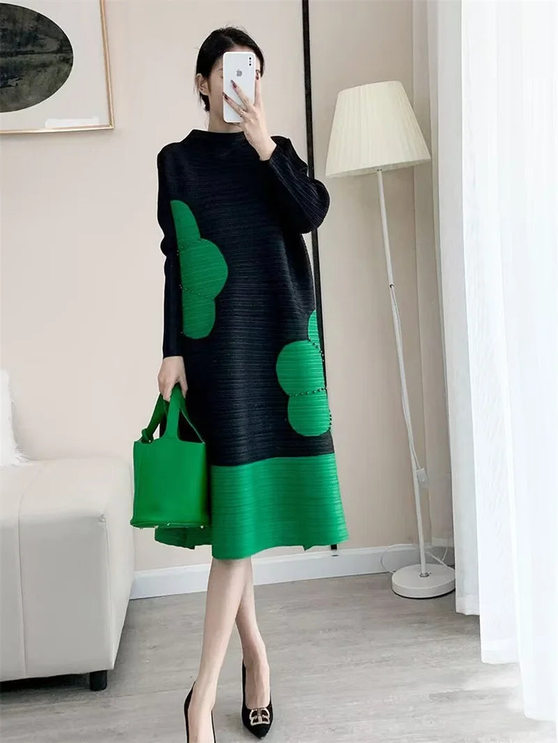 Womens Dresses Long Dresses High-quality Printed Long Skirt Elegant Temperament and Pleated Fashion High-end Round Neck Dress SwiftNest