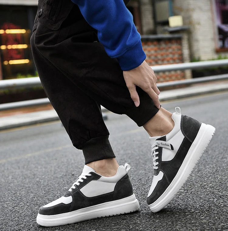Fashion Men Casual Shoes Men Low Cut Sneakers Breathable Height Increasing Shoes 6/8/10CM Thick Sole Hard-Wearing Male Footwear