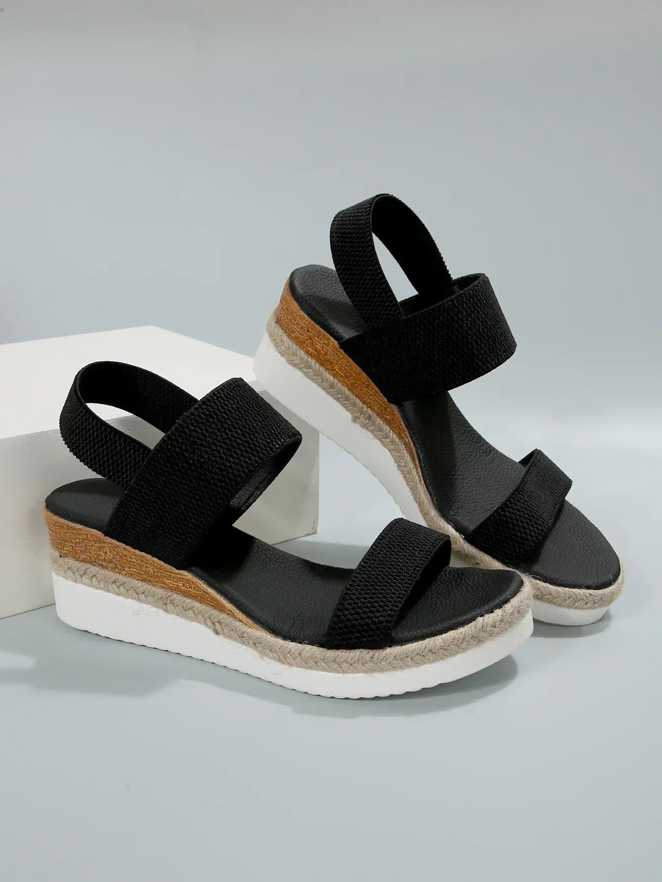 Plus Size 36-43 Women's Sandals Summer Casual Shoes for Women Comfortable Non-slip Walking Slip on Elastic Fabric Female Shoes