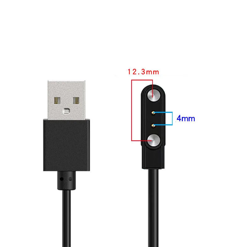 محول شاحن ساعة ذكية مزود بدبوسين و4 دبابيس وكابل شحن USB لساعة ذكية للبالغين/الأطفال وملحقات سلك شحن الطاقة