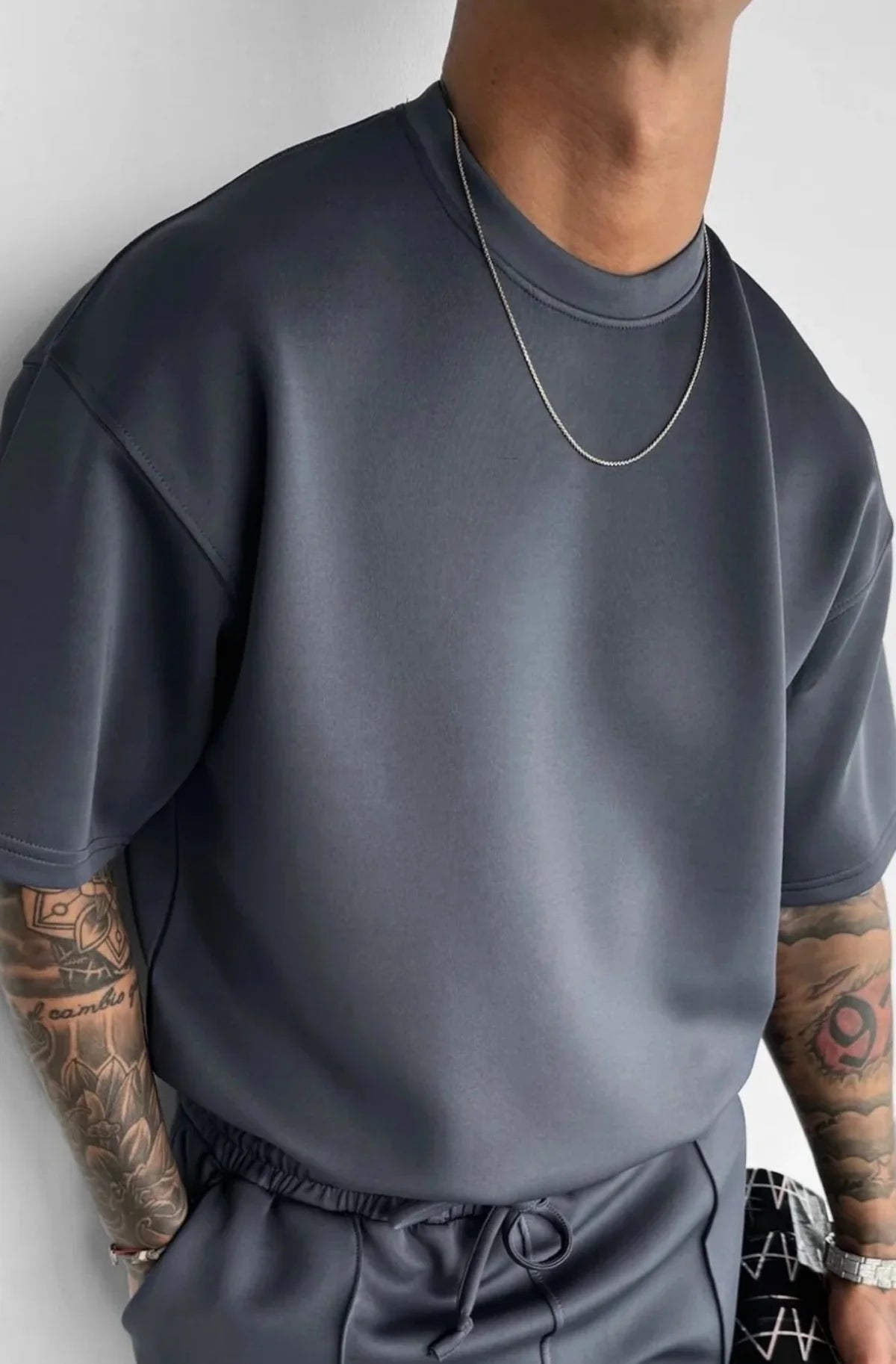 Men 2025 summer fashion sports design sense simple casual solid color quick drying short-sleeved T-shirt trend clothes