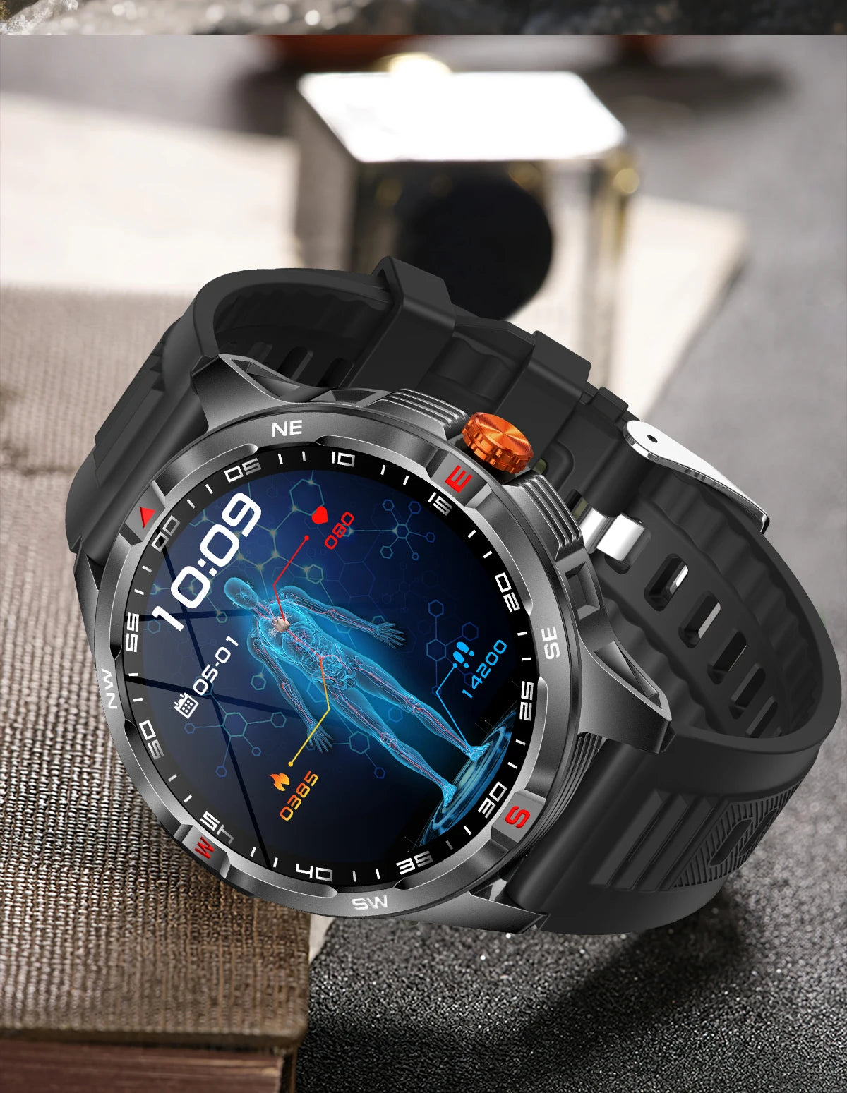 Outdoor Sports Smart Watch Men 1100mAh Large Battery Bluetooth Call 100+ Sports Modes Compass Waterproof Health Sport SmartWatch
