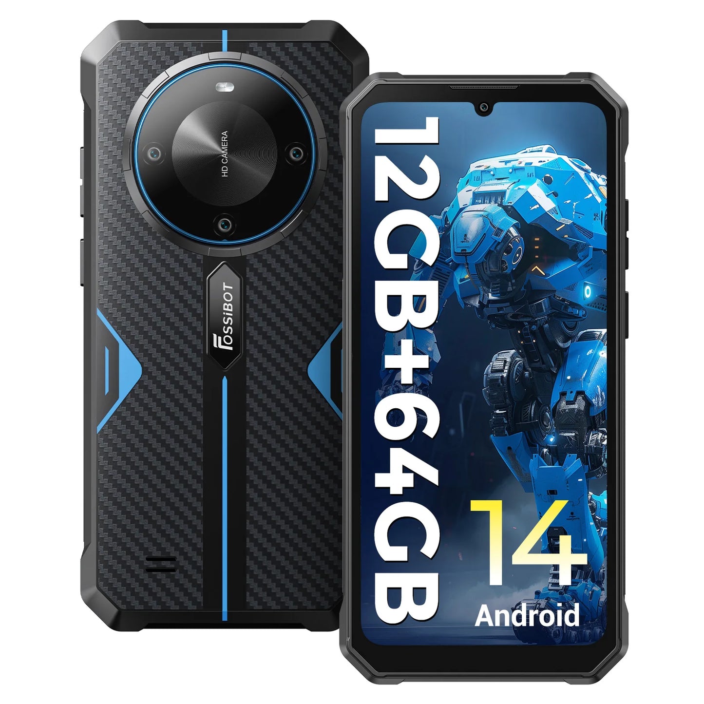 [العرض العالمي الأول] هاتف FOSSiBOT F105 الذكي المتين بنظام تشغيل أندرويد 14 وذاكرة وصول عشوائي 12 جيجابايت وذاكرة داخلية 64 جيجابايت وكاميرا 20 ميجابكسل وشاشة 6.745 بوصة عالية الدقة وشاشة IPS