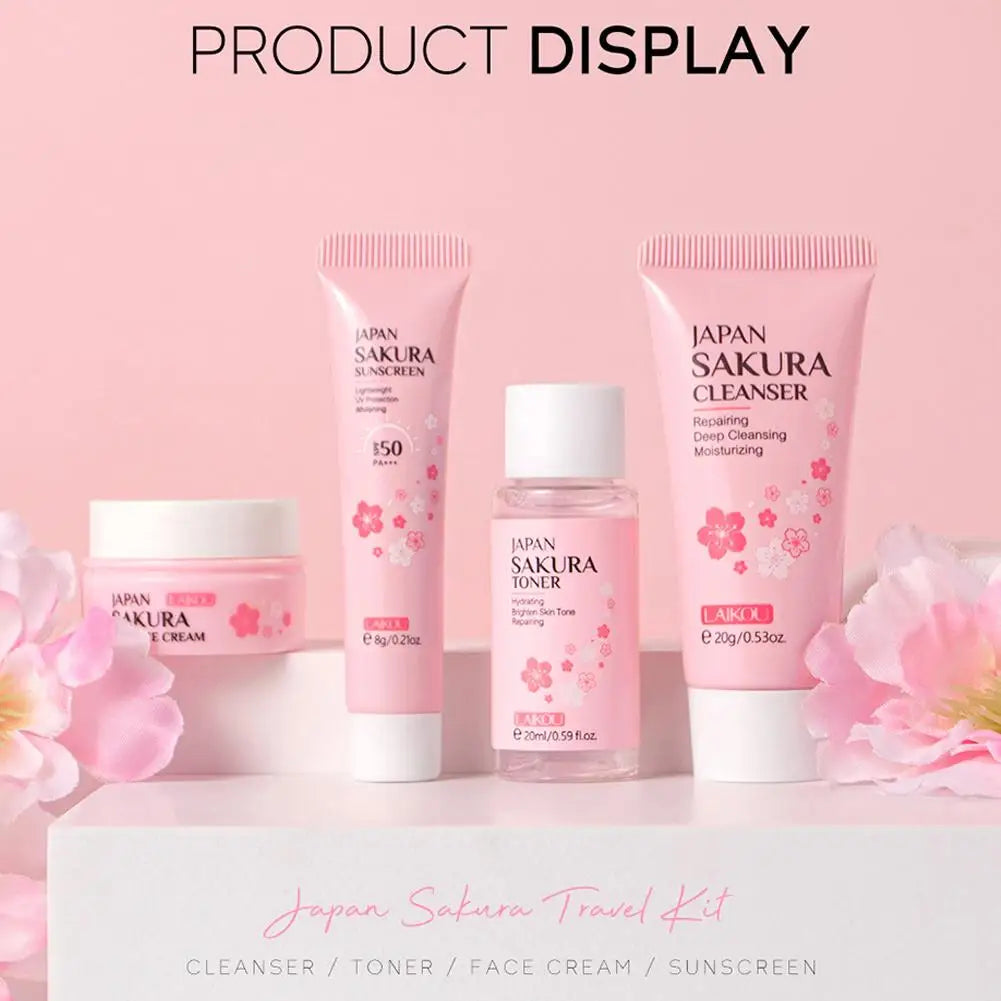 4pcs/6pcs Sakura Skin Care Set Japan Brand Nourishing Cleansing Essence Eye Cream Face Cream Toner Sunscreen High-end Gift Set