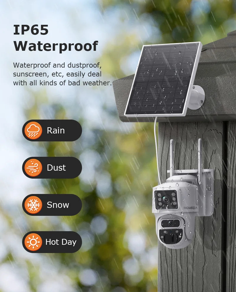INQMEGA 8MP 4K Solar Wirelesss IP Camera With Battery Outdoor HD 4MP Dual Lens WiFi IP Camara Solar Panel CCTV Security Factroy