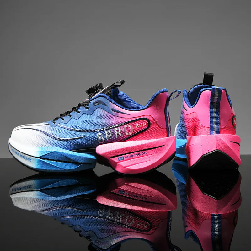 Male Sneakers Stylish Rotating Buckle Running Shoes Color Block Comfortable Non-slip Sporty Footwears Plus Size Men Shoes Mesh