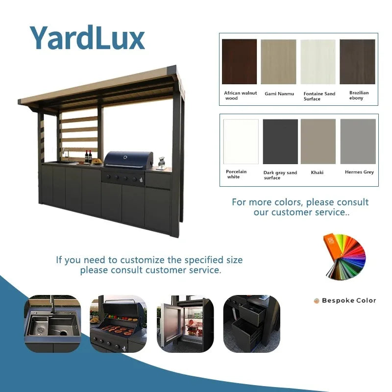 Modern Outdoor Bar and Kitchen Set with BBQ Cabinets Dining Sink and Faucet for Apartment or Mall UsePatio Set Outdoor Furniture