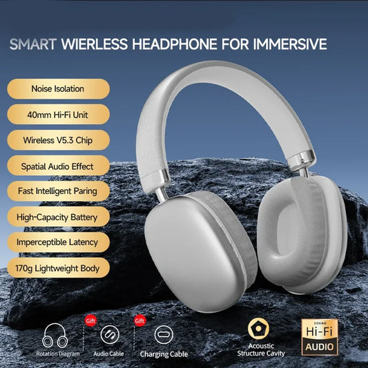 2025 NEW Wireless Headsets  Bluetooth Headphones Stereo Earphones Bass Noise Reduction Mic For Iphone Laptop PC Sumsamg Phone