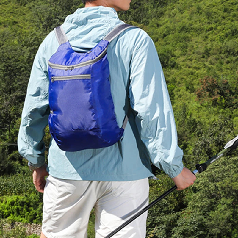 حقيبة ظهر رياضية ترفيهية خارجية، حقيبة قابلة للطي، تخزين خفيف، مقاومة للتآكل، حقيبة ظهر للمشي لمسافات طويلة وركوب الدراجات