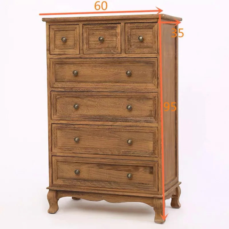 Solid Wood Chest of Drawers American Storage Lockers Living Room Bedroom Bedside Corner Cabinet European Chest of Drawers