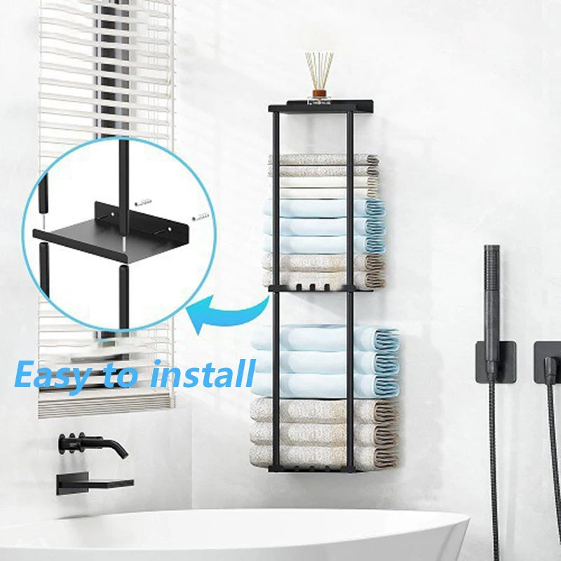 Bathroom Storage Holders Metal 3-tier Shelf Storage Holders Multifunctional Towel Holder Racks Wall Organizer Racks Home Decor