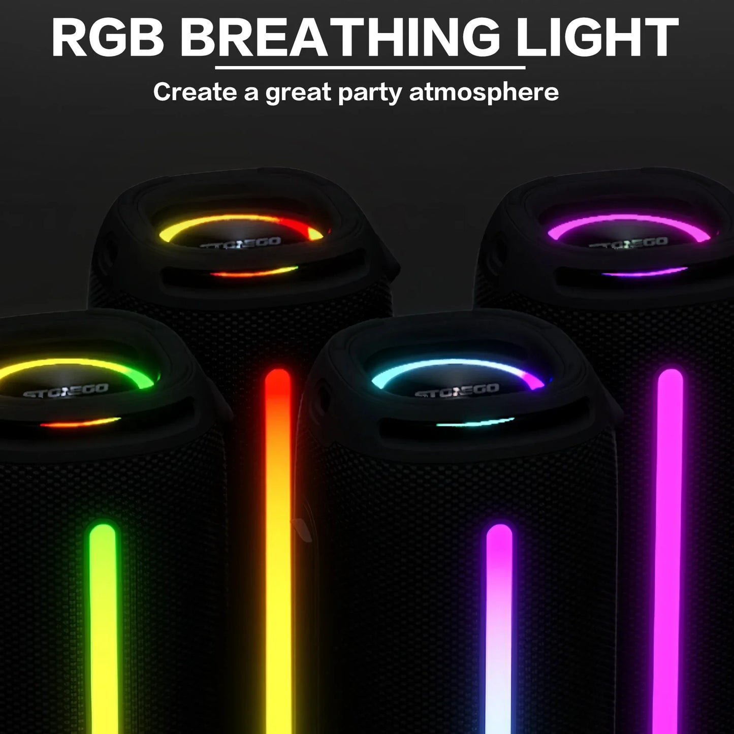 Outdoor Portable Bluetooth 53 Wireless Speaker IPX6 Waterproof High Power Audio RGB Lantern Subwoofer