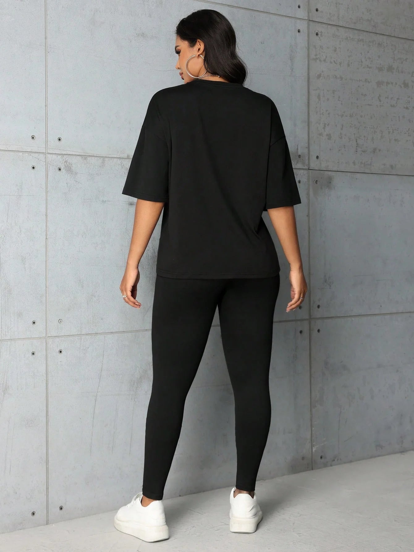 Women's summer fashion all-match Faith letter print loose large size T-shirt leggings two-piece set Short sleeves and long pants SwiftNest