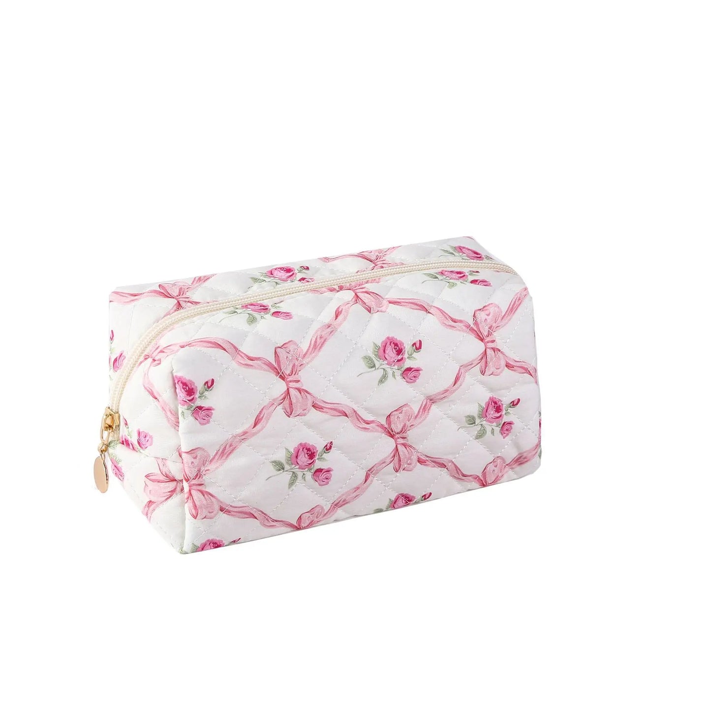 Floral Cosmetic Bag For Women And Girls Quilted Makeup Accessories Pouch For Travel Daily Travel Use Skincare Bag Multipurpose