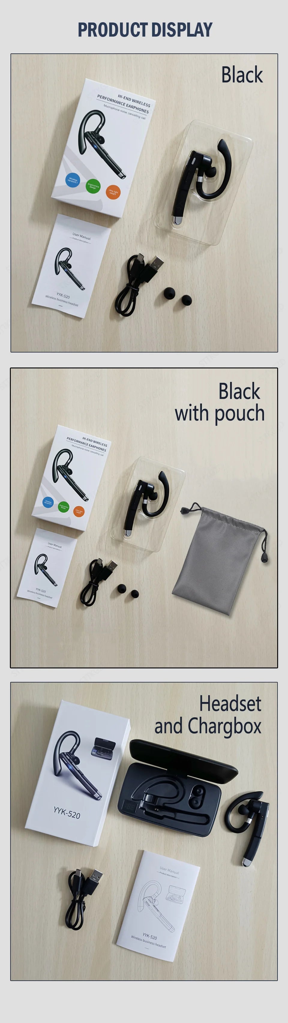 Wireless Headphones Bluetooth Headset With Microphone Earphones  Handsfree Noise Canceling Audifonos Talking Business Driving