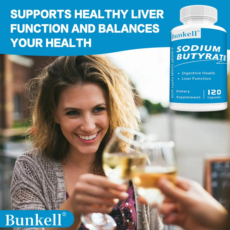 Sodium Butyrate Gut Health Supplement - Helps Gut Health, Detox and Cleansing of The Liver, Digestive Health,120 Capsules