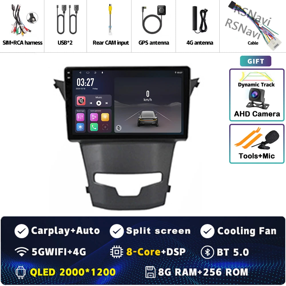 أندرويد 15 لسيارة سانج يونج كوراندو 3 أكتيون 2 2013-2017 2K QLED راديو السيارة بنظام أندرويد مشغل فيديو متعدد الوسائط GPS ستيريو CarPlay 4G BT