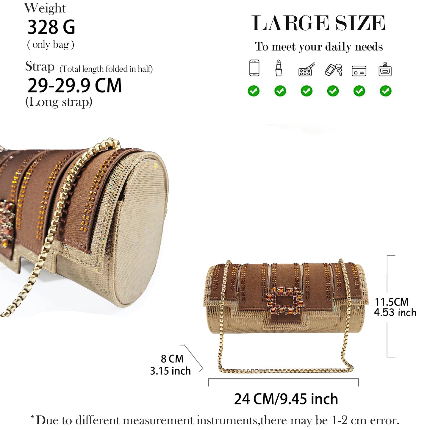 Spot Goods Italian Fashion Women Heels Elegant Color Block Design Brown Shoes And Bag Full Rhinestone Party Bag