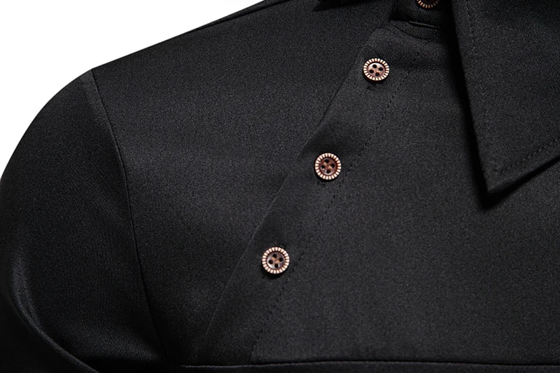 قميص رجالي عصري بياقة واقفة وأزرار مائلة وأكمام طويلة غير منتظمة مناسب للأعمال والمهرجانات