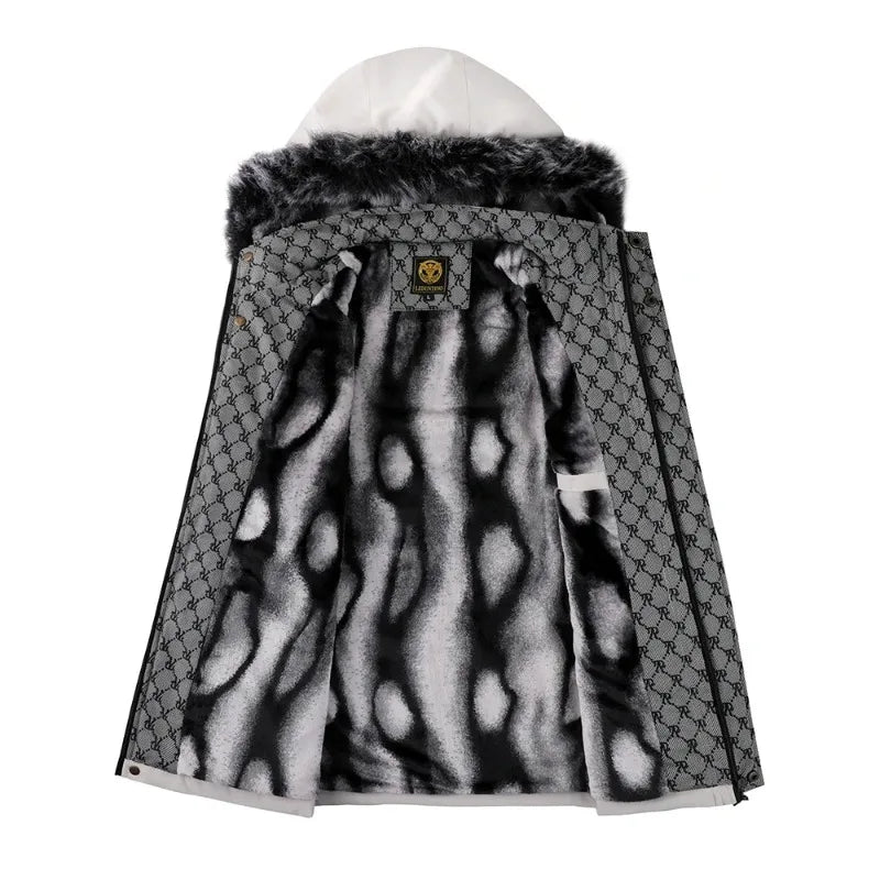 Men's Fall and Winter Casual Fashion Trend with The Hooded Cotton Jacket Windproof Padded Cold Pure Color Simple Cotton Clothing