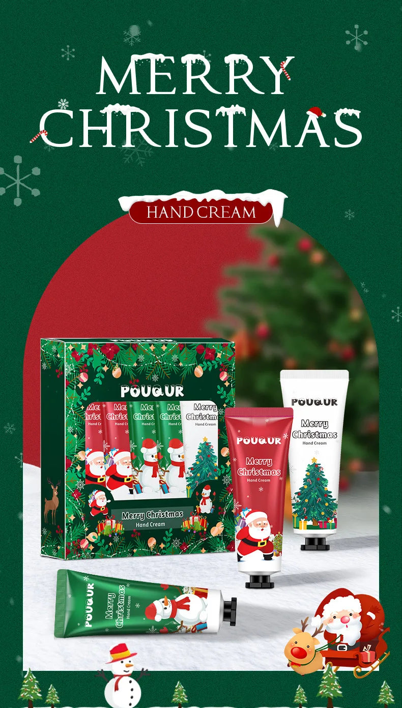 5pcs/Set  Christmas Hand Cream Sets Moisturizing Refreshing Handcream Nourishing Beauty Hands Creams Skin Care Products