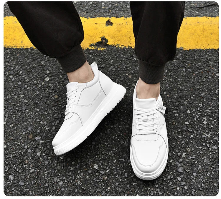 Fashion Men Casual Shoes Men Low Cut Sneakers Breathable Height Increasing Shoes 6/8/10CM Thick Sole Hard-Wearing Male Footwear