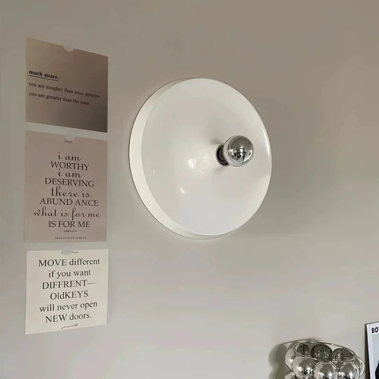 Medieval Bedside Wall Lamp Living Room Hallway Balcony Wall Lamp Bedroom Postmodern Flying Saucer Retro Metal Electroplated Lamp