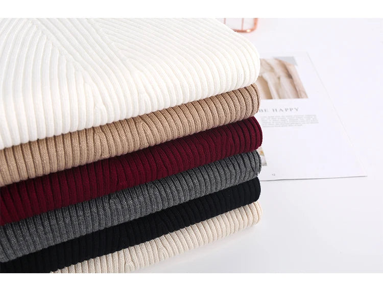 2025 Women Fashion Chic Knitted Tops Autumn Winter Turtleneck Sweater Women Pullovers Long Sleeve Jumper Pull Femme Clothing