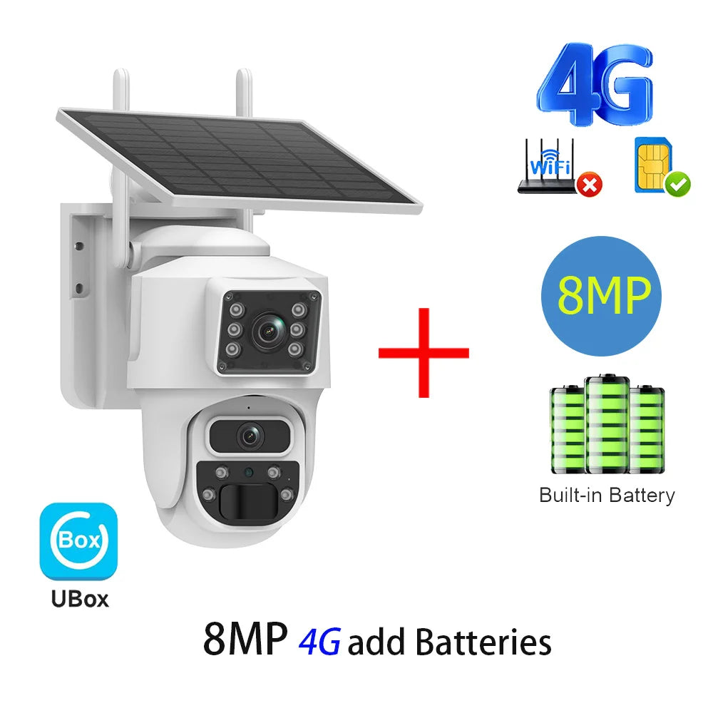 INQMEGA 8MP 4K Solar Wirelesss IP Camera With Battery Outdoor HD 4MP Dual Lens WiFi IP Camara Solar Panel CCTV Security Factroy