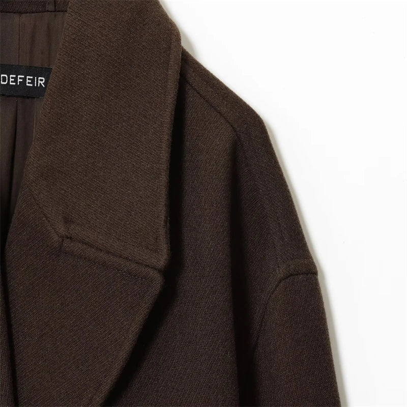 2025 Autumn Women's Urban Fashion Classic Dark Brown Double-Breasted Short Coat