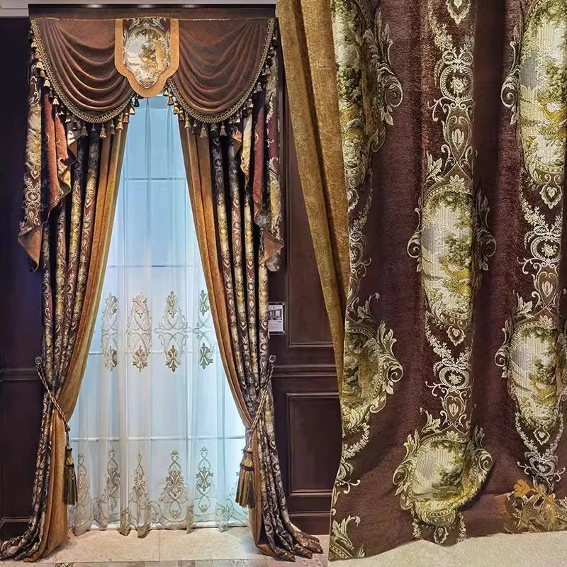 European American Curtains for Living dining Room Bedroom  Retro High-end Court French Villa Blackout Luxury Atmosphere High-end